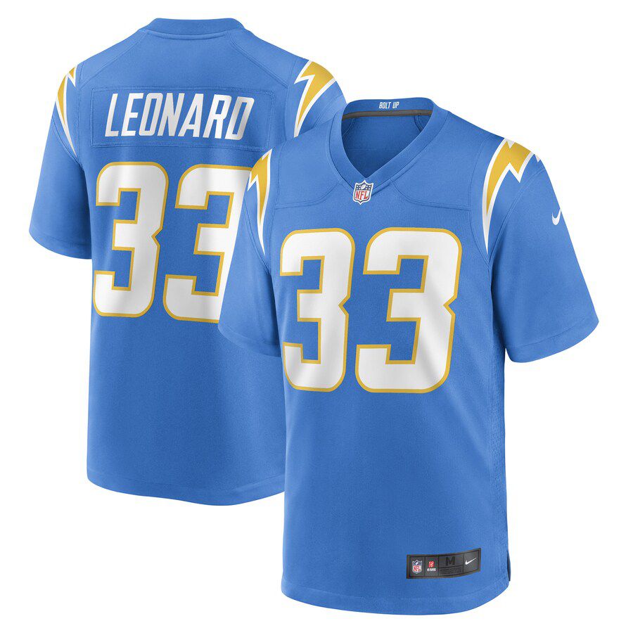 Men Los Angeles Chargers 33 Deane Leonard Nike Powder Blue Game Player NFL Jersey